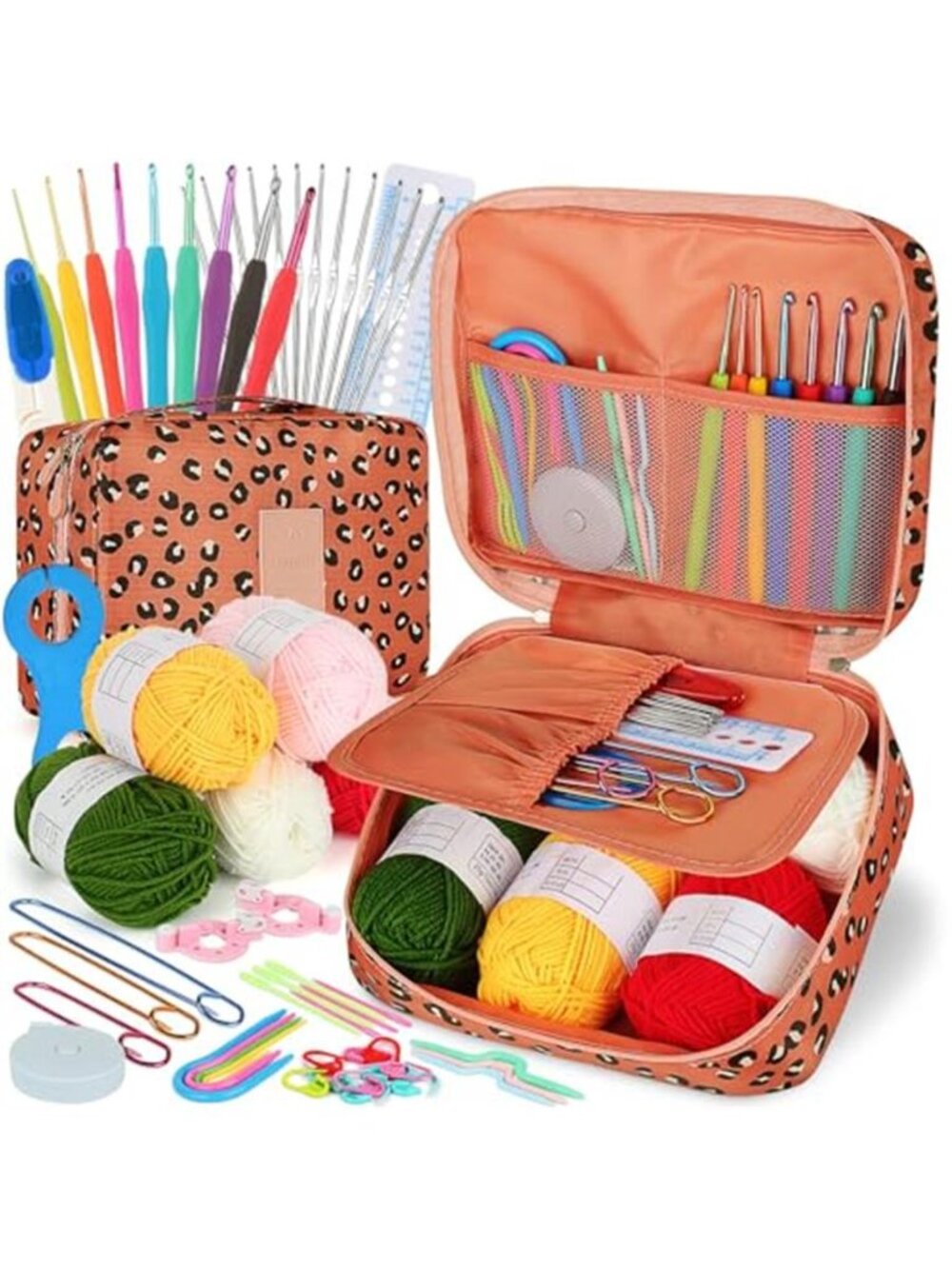 Crochet Kit Beginner Set Yarn Hooks Case Knitting Supplies Craft Tool Bundle